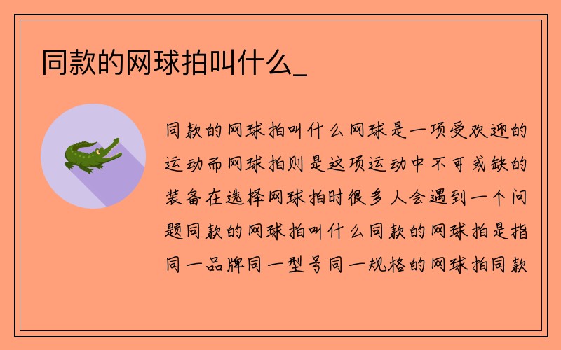 同款的网球拍叫什么_