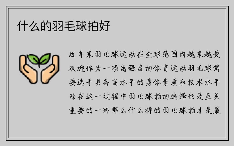 什么的羽毛球拍好